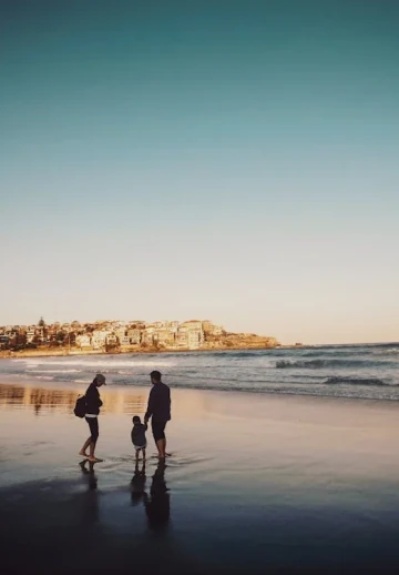 image of family on beach